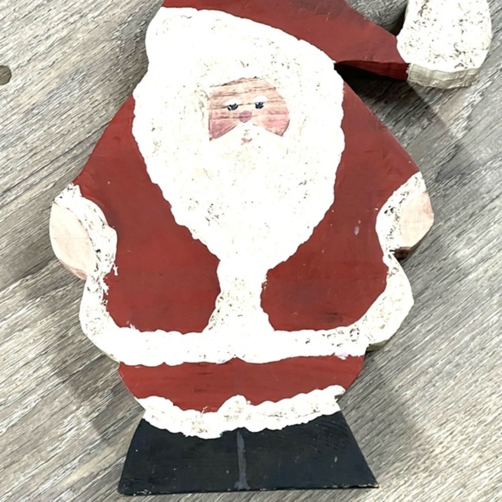 Christmas in July Santa Festive Red and White Santa handmade and painted